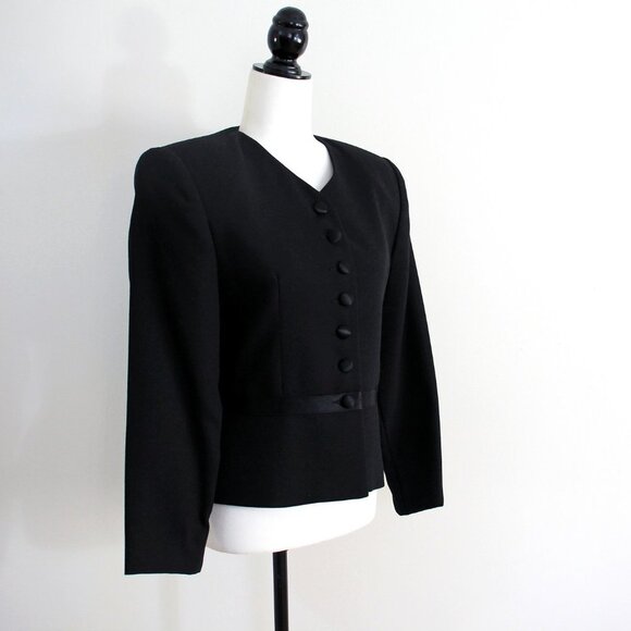 Fitted Black Vintage Blazer, JULES Jacket, 80s Power Shoulders - Picture 4 of 8